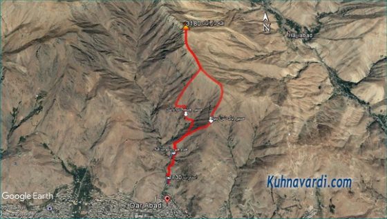 مسیر قله دارآباد - صعود از مسیر یال شن سیاه ، فرود از مسیر چشمه درازلش