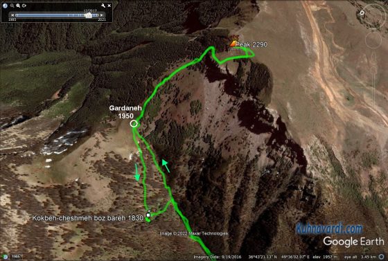 مسیر صعود به قله چرمکش لوشان