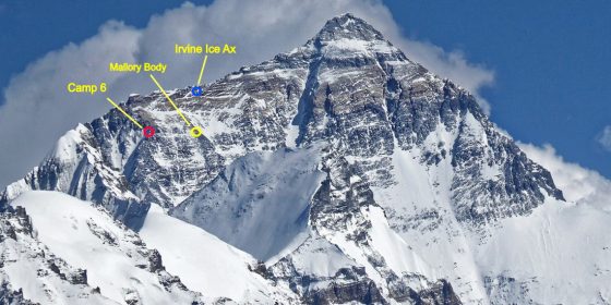 نمای شمالی کوه اورست، موقعیت جسد مالوری و تبریخ اروین
